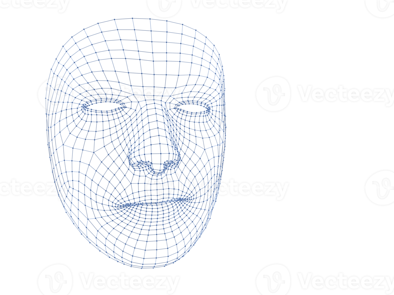 3 D Human head medical scan. Model wireframe png