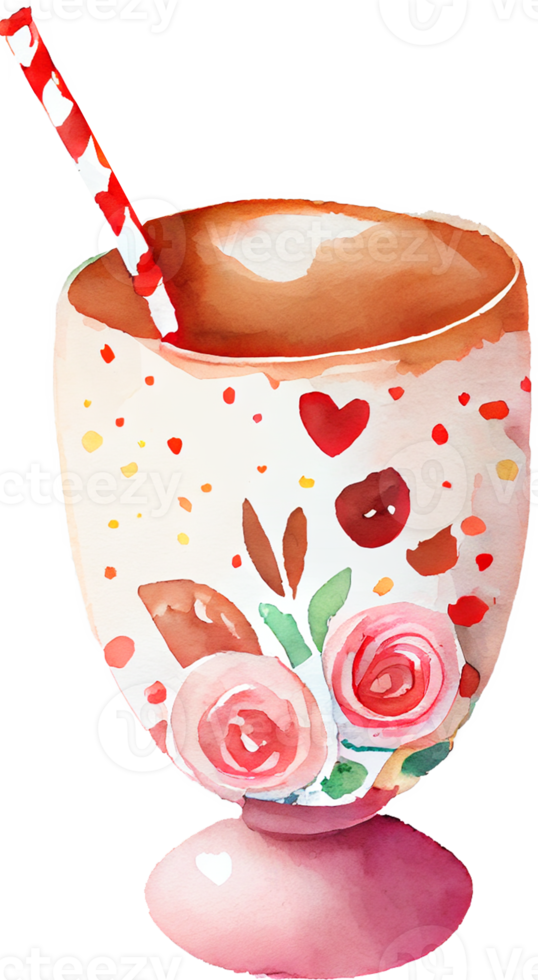 amor taza de cafe acuarela png