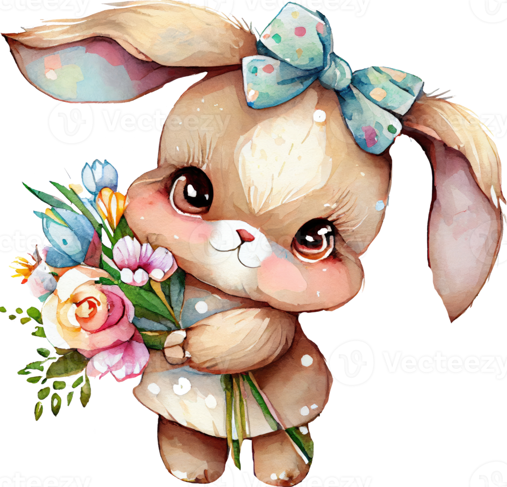 aquarelle de pâques lapin mignon png