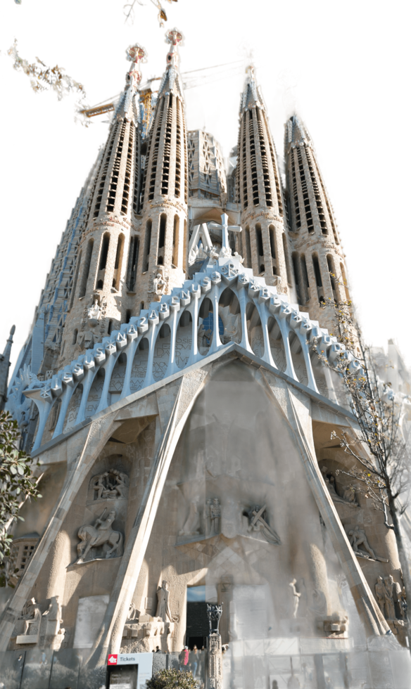 sagrada familia, édifice religieux en construction dans la ville de barcelone png