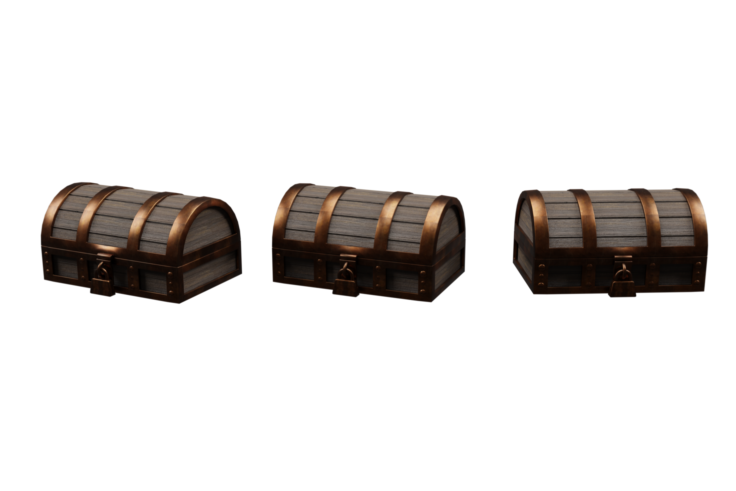 Treasure chest against Old wooden  3d illustration png