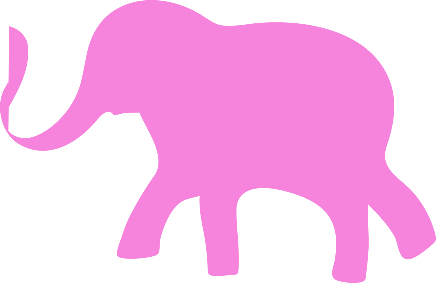 ilustración de silueta de elefante en color rosa. png