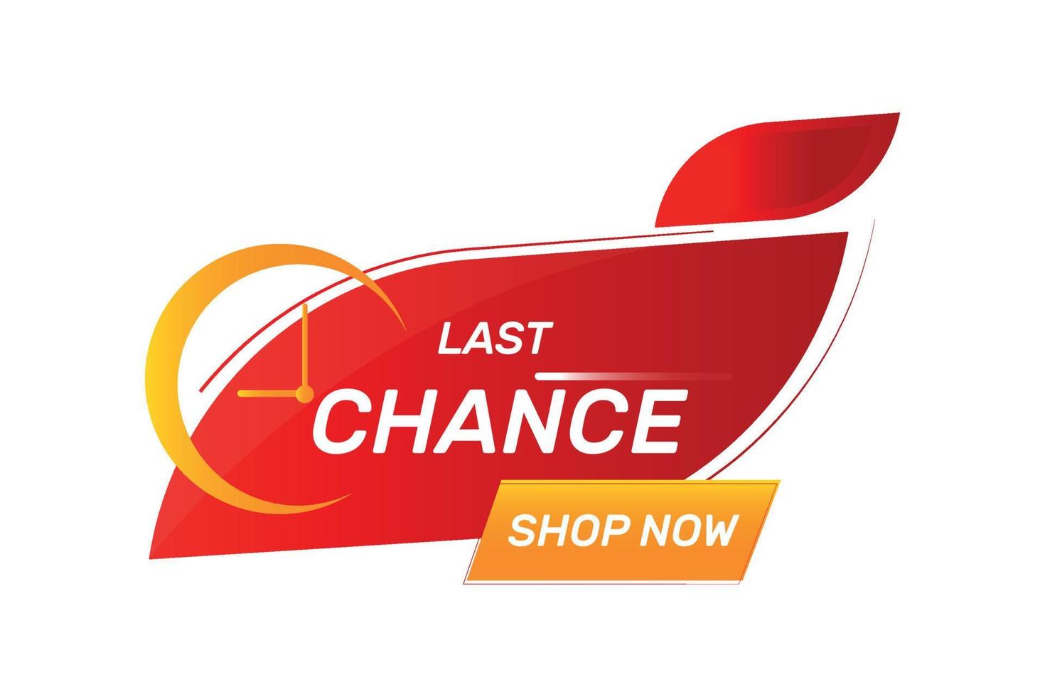 Last chance text with modern clock vector illustration