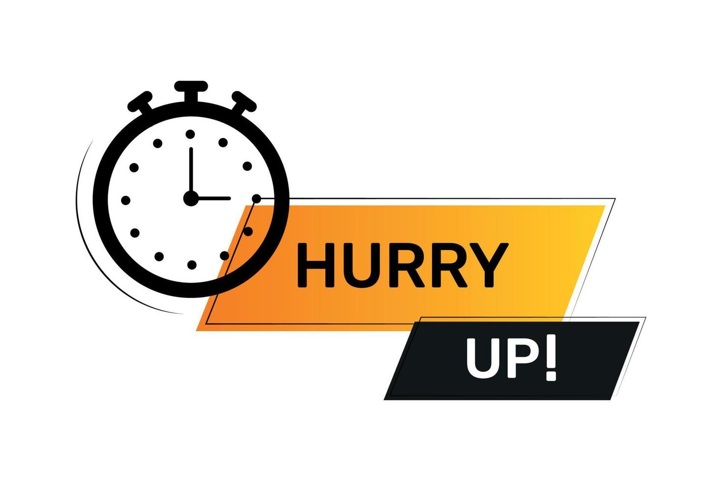 Hurry up text with clock vector illustration