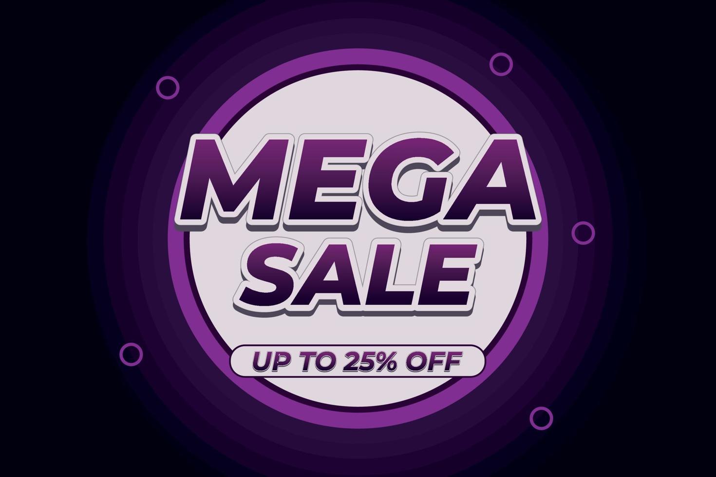 Mega sale banner with purple background style vector