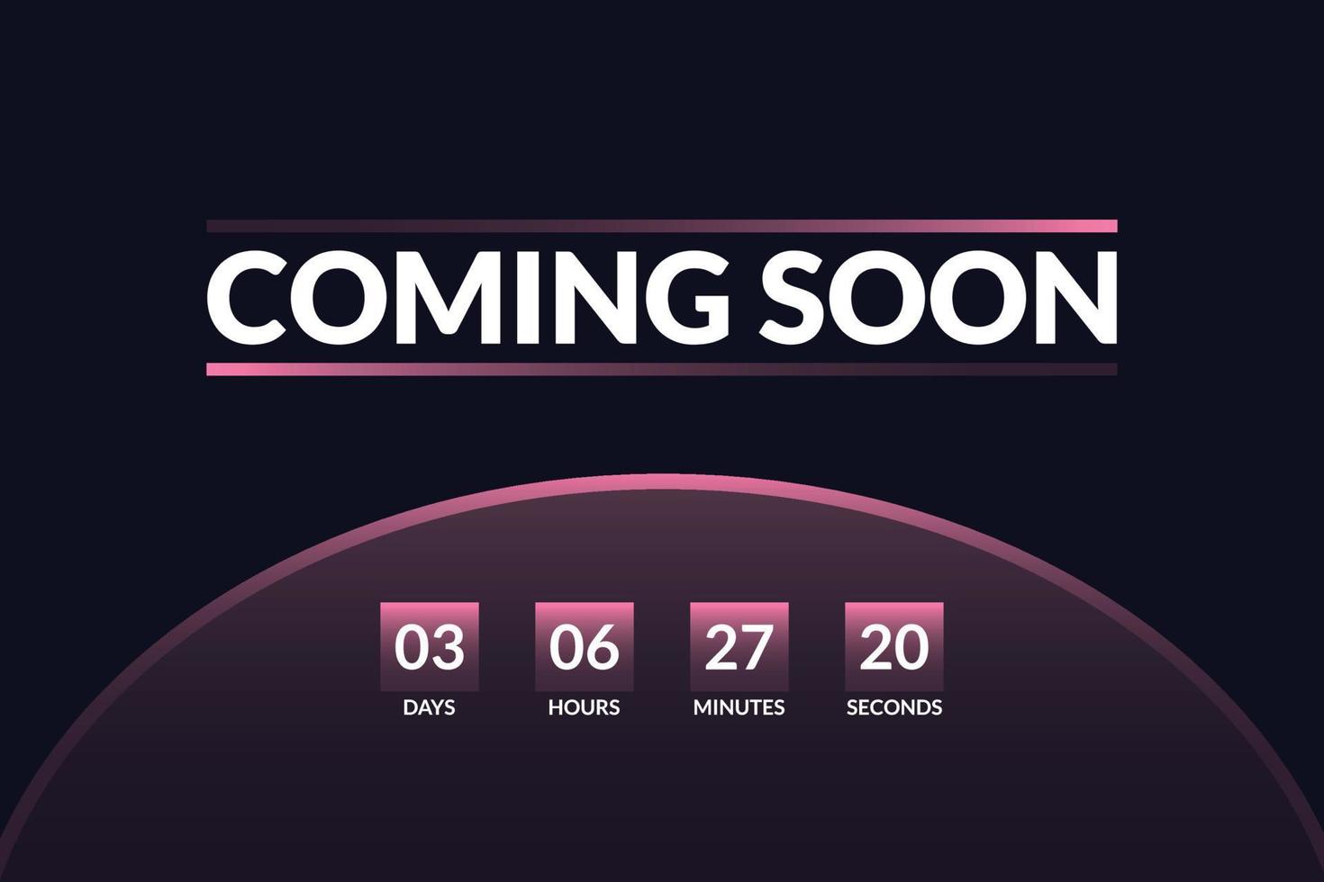 Coming soon text on sunrise dark background banner vector