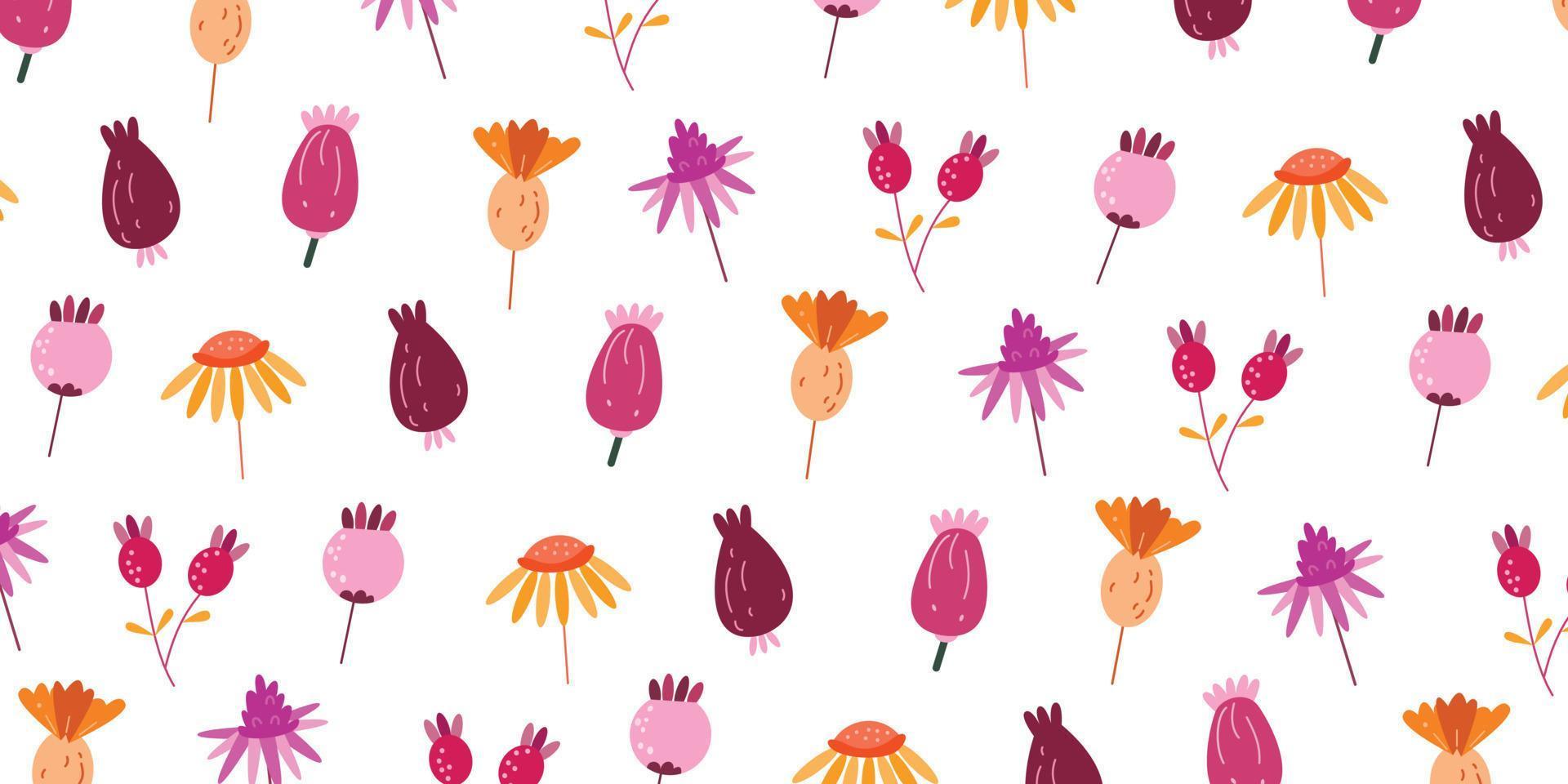 Spring floral pattern illustration for background and wallpaper. Cute and trendy flower ornament vector