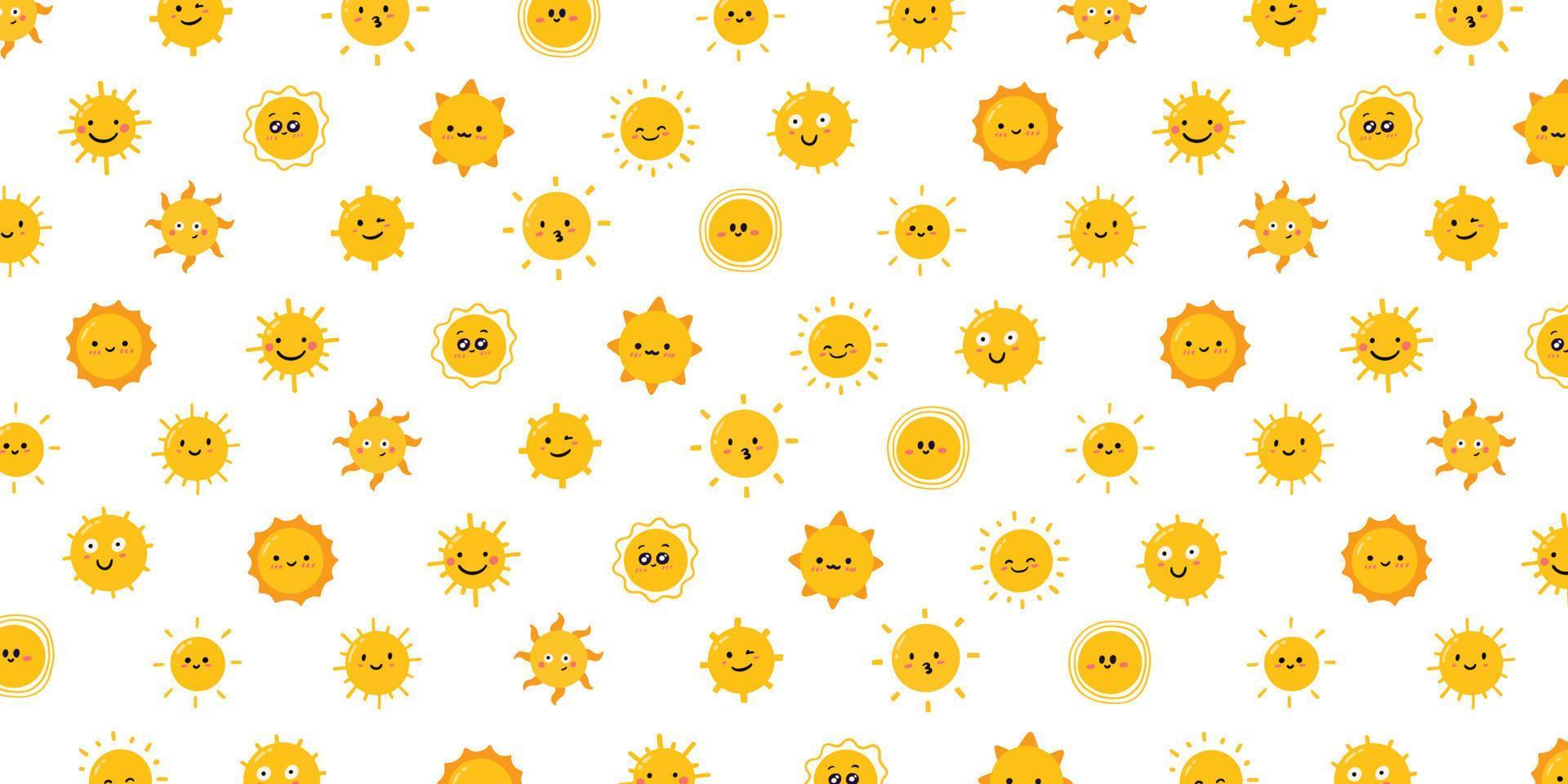 Cute sun pattern in cartoon illustration for background and wallpaper vector