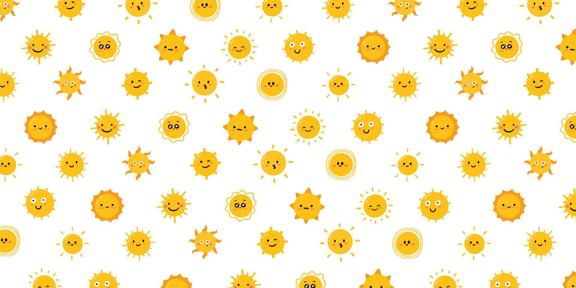 Cute sun pattern in cartoon illustration for background and wallpaper vector