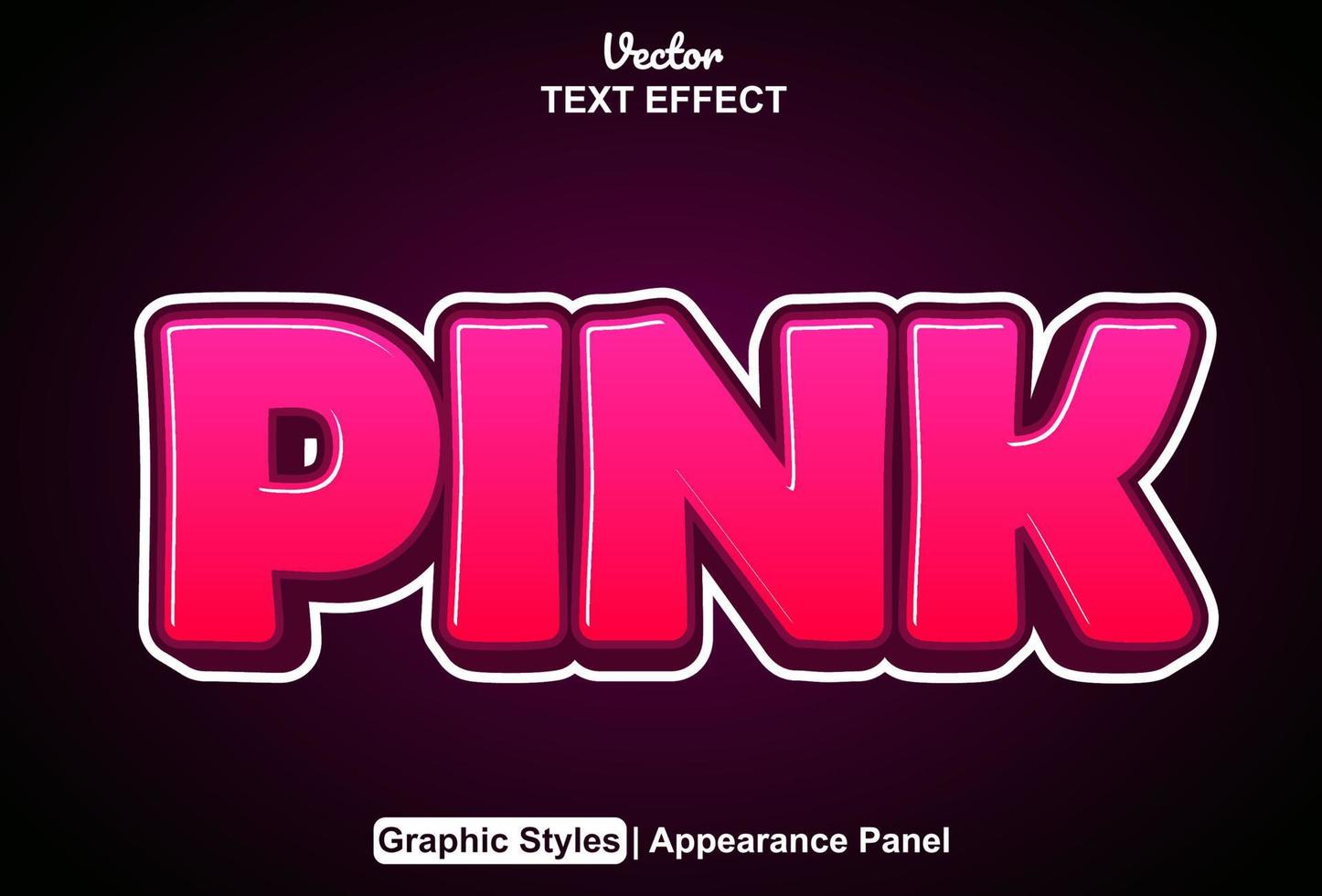 pink text effect with graphic style and editable. vector