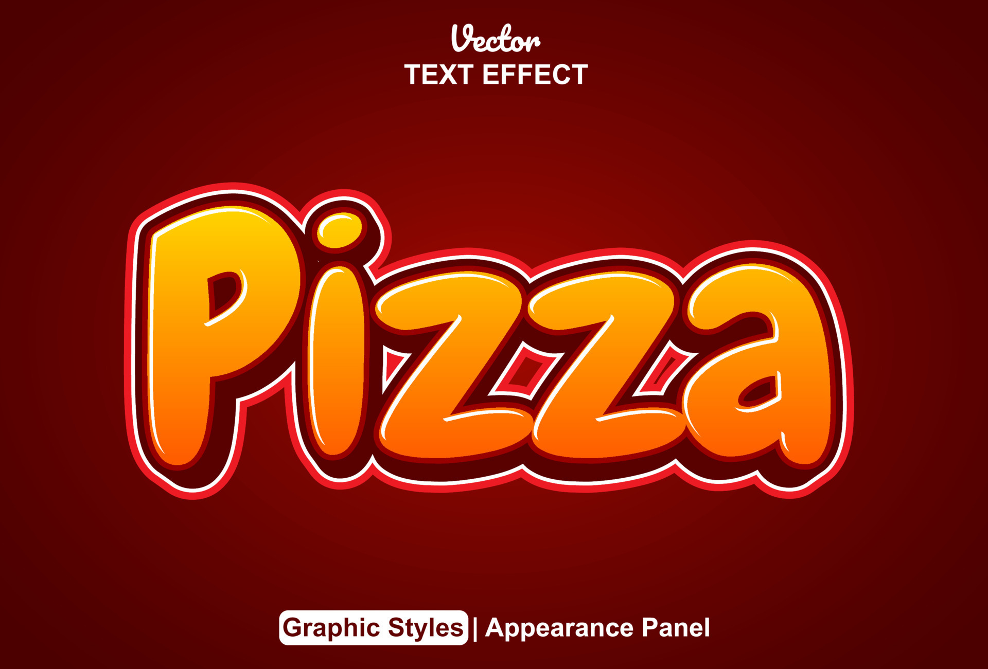pizza text effect with graphic style and editable. 18932223 Vector Art