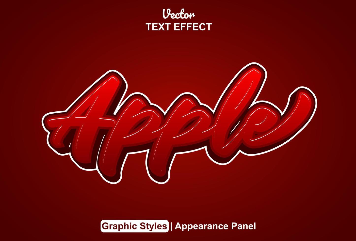 apple text effect with graphic style and editable. vector