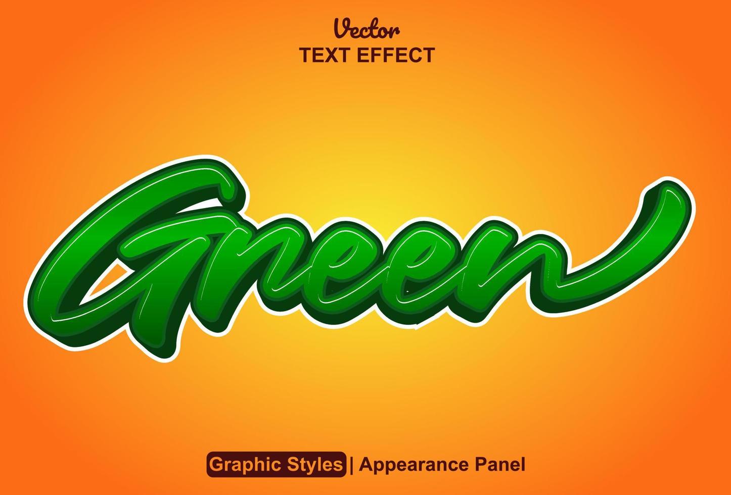 efecto de texto verde con estilo gráfico y editable. vector