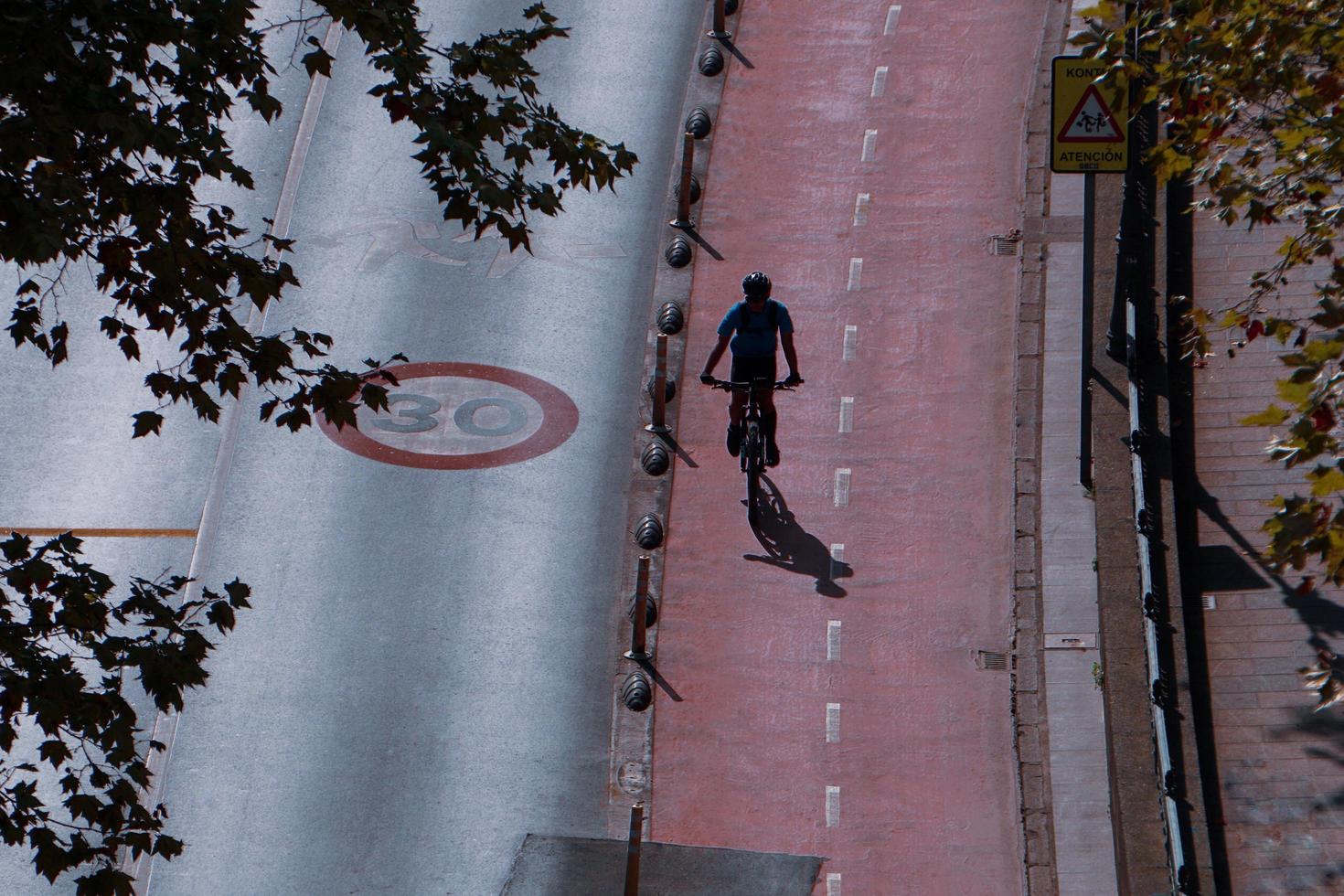 Bilbao, Vizcaya, Spain, 2023 -  cyclist on the street, bicycle mode of transport photo