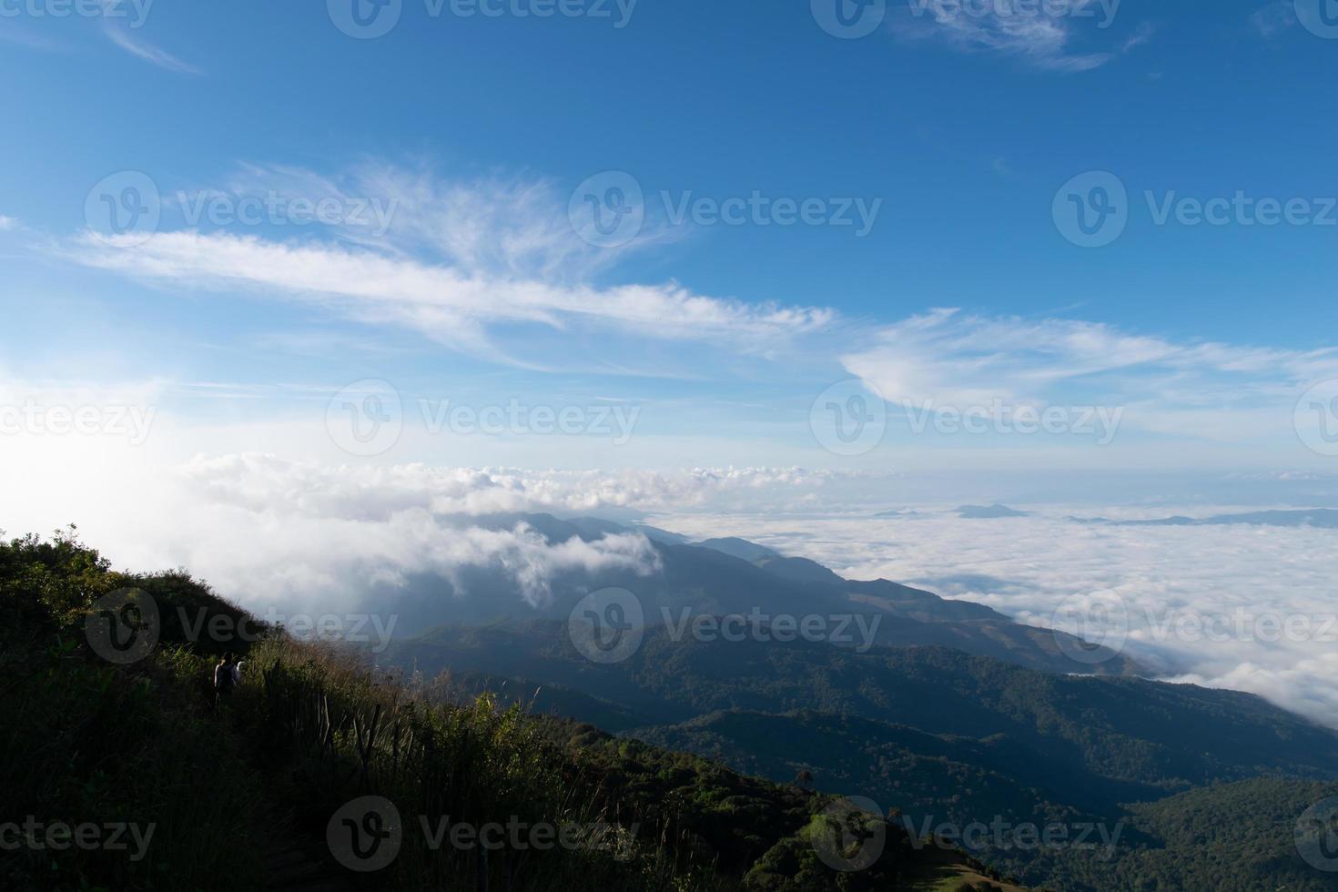 Cloudscape with mountain,floating sea of clouds. photo