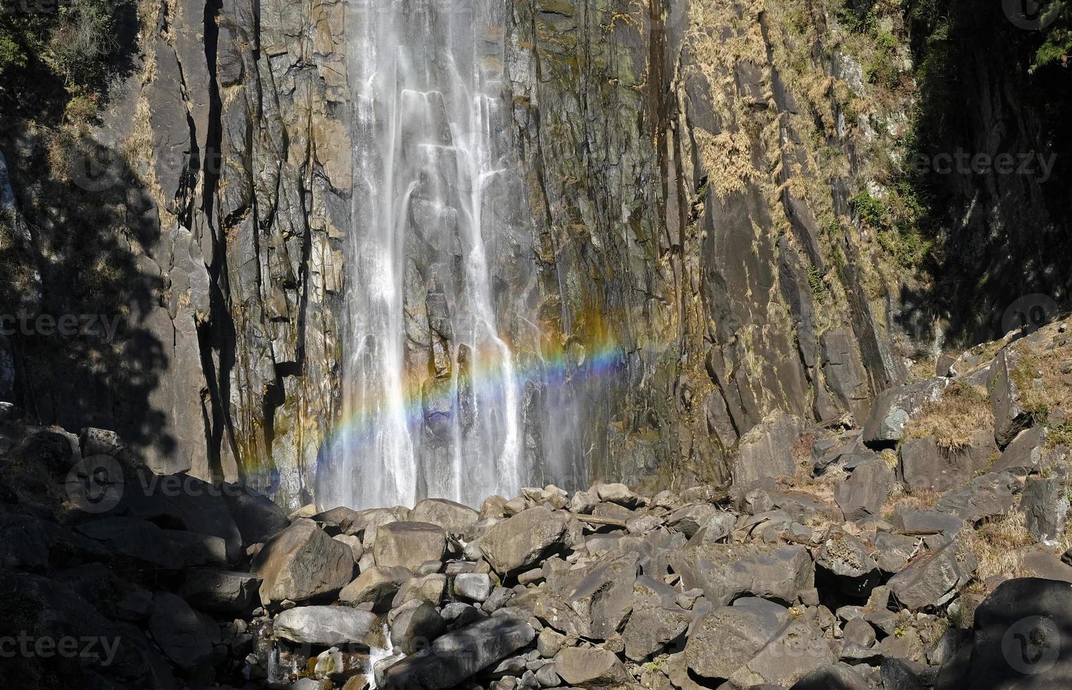 Nachi Waterfall near Kii-Katsuura in Japan on a sunny day with rainbow photo