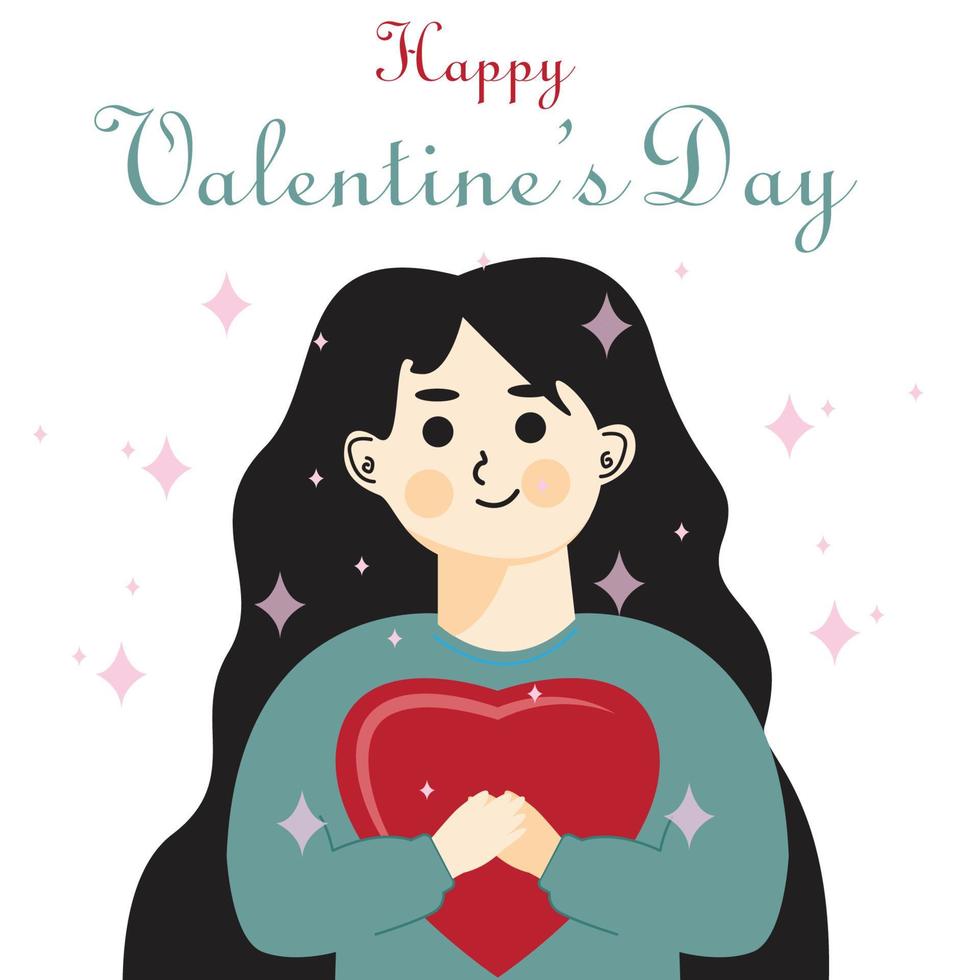 vector plano para mujer hermosa celebración del día de san valentín