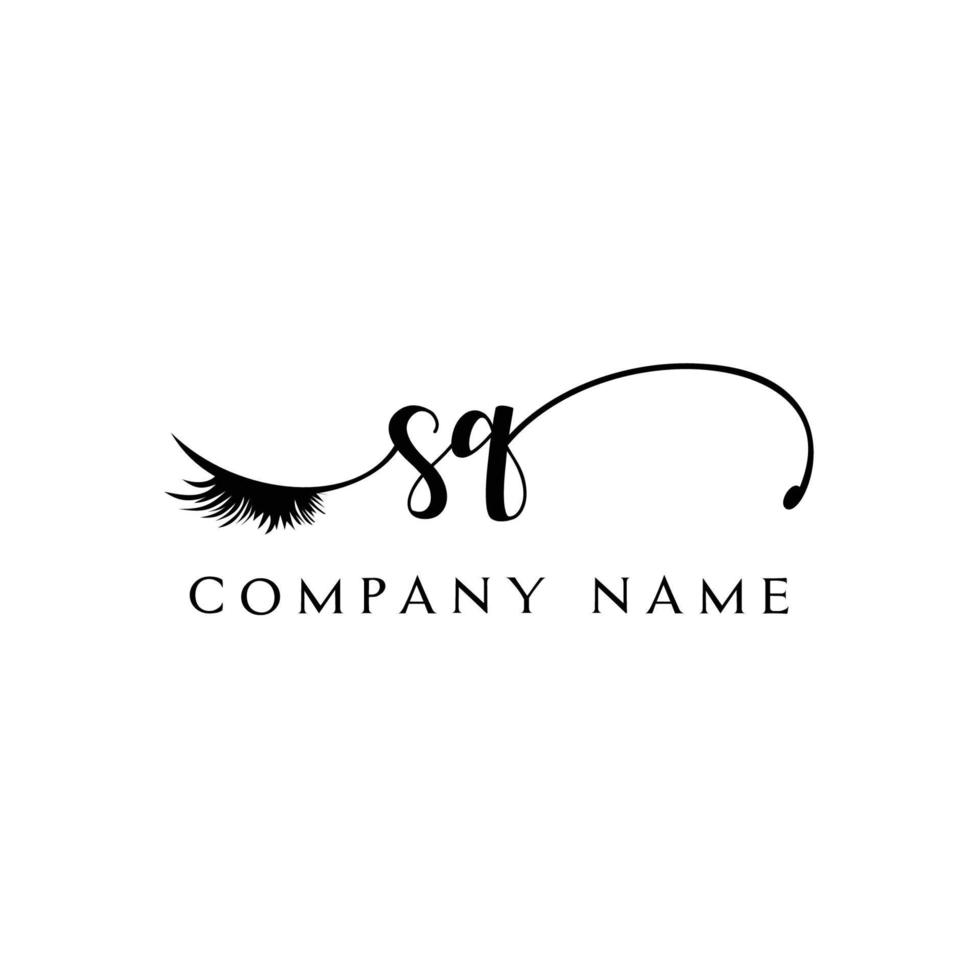 initial SQ logo handwriting beauty salon fashion modern luxury letter vector