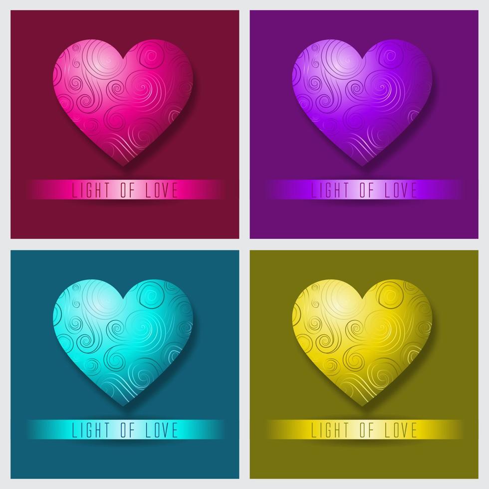 Set of Valentine's day background with color variations heart shape vector