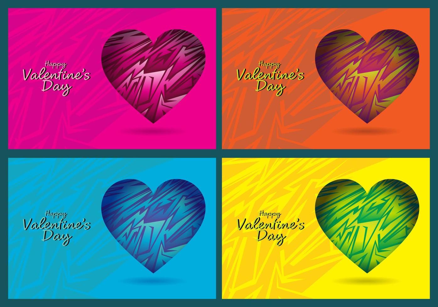 conjunto de fondo del día de san valentín con variaciones de color en forma de corazón vector