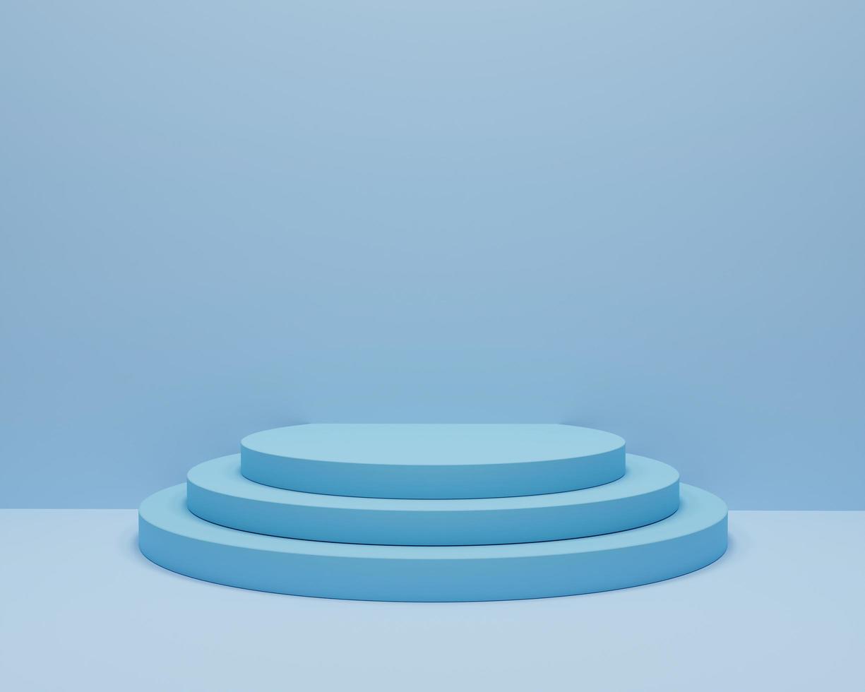 Mock up podium for product presentation, blue background, 3d render, 3d illustration photo