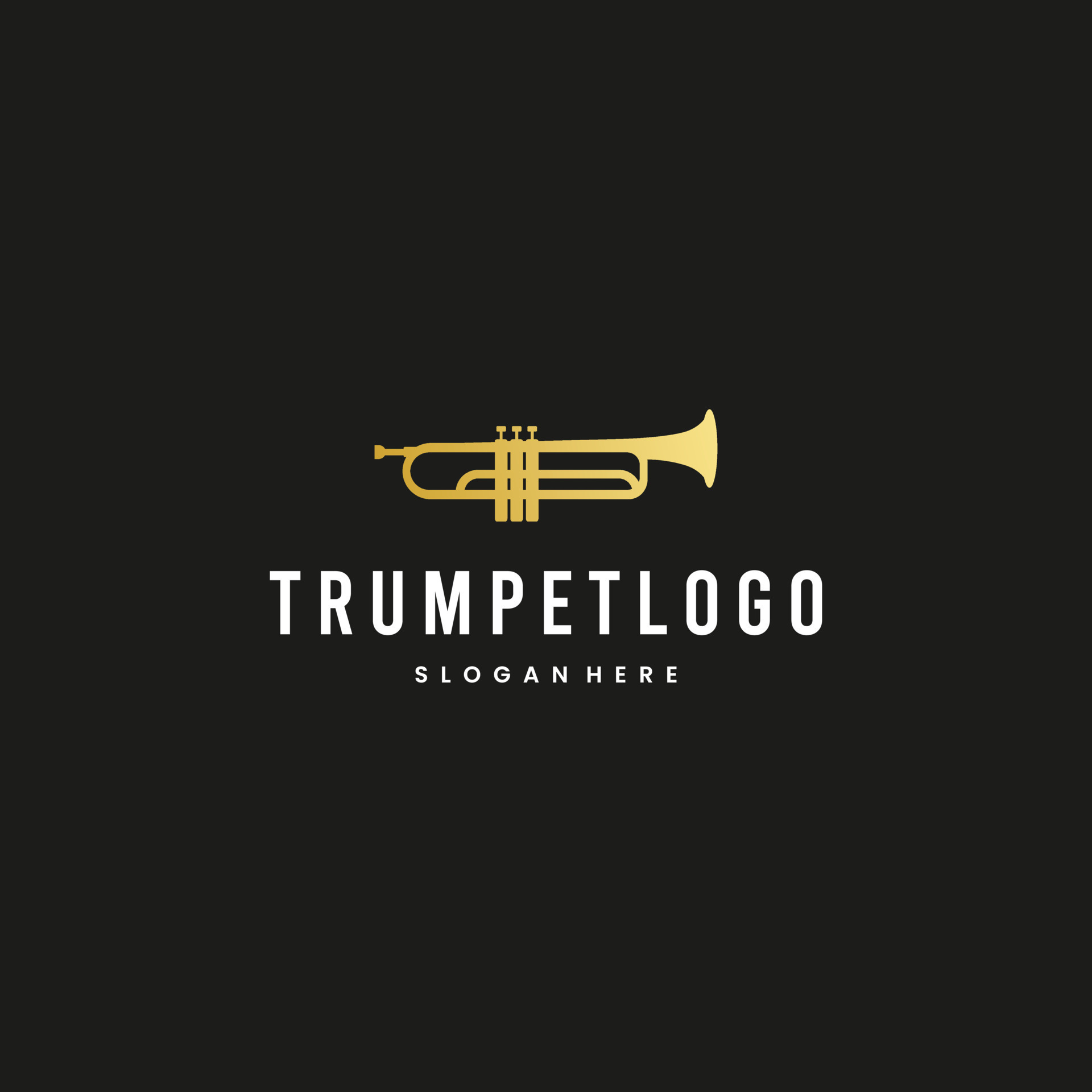 simple golden trumpet for jazz music logo design 18932888 Vector