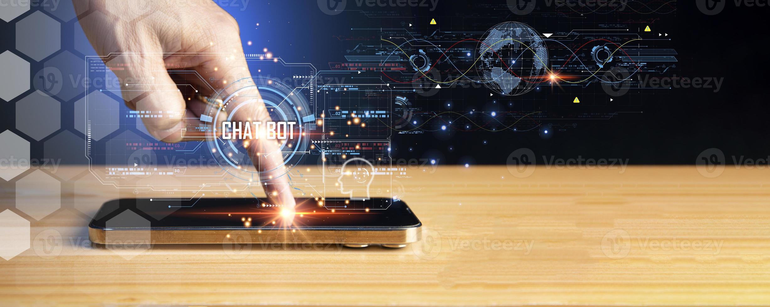 The concept of using artificial intelligence to be able to talk and interact with humans photo