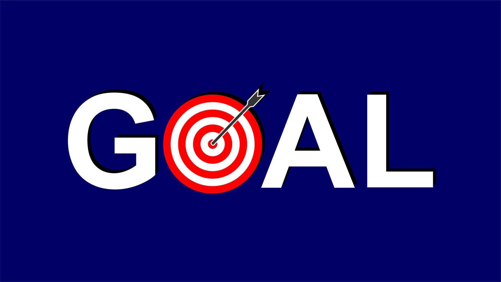 Goal letter typography with dart blue background vector