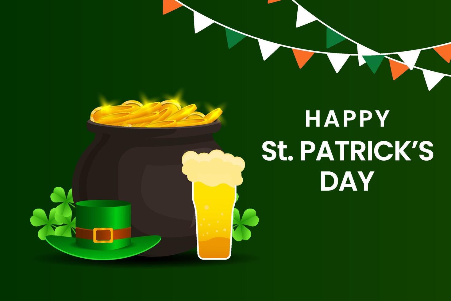 happy st patrick's day illustration, horizontal banner, background vector