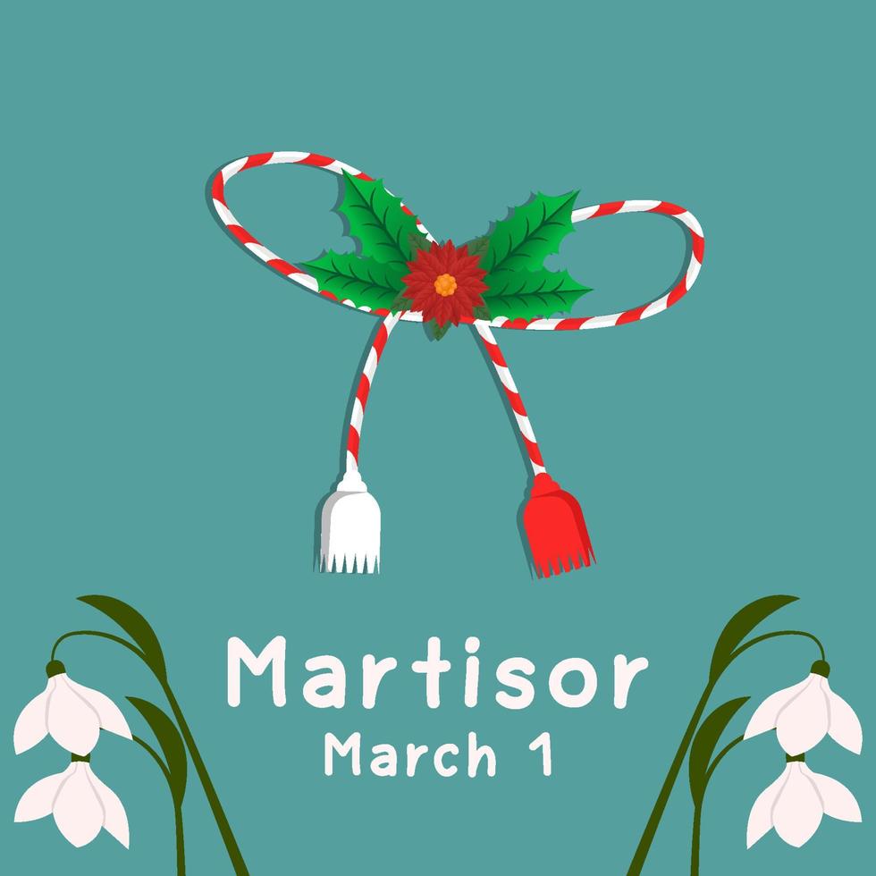 martisor ilustración en diseño plano con flor de tulipanes vector