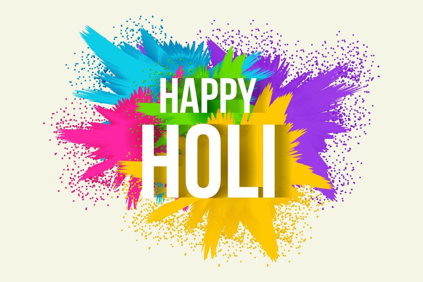 happy holi festival background illustration with colorful powder splash vector