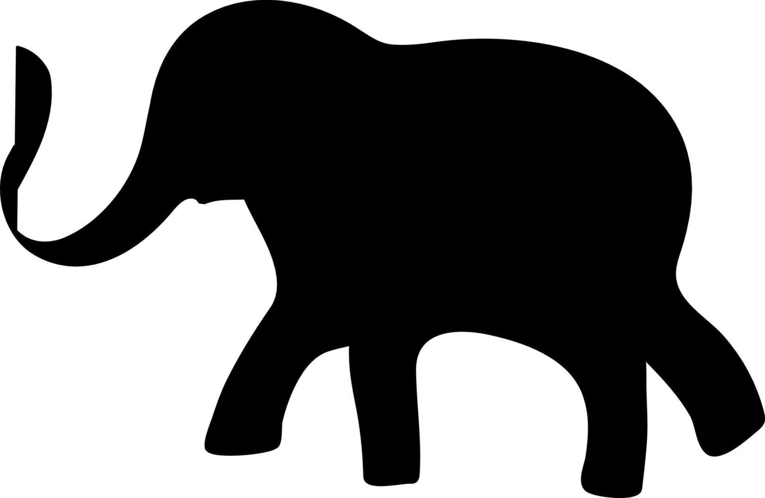 Elephant silhouette illustration in black. vector