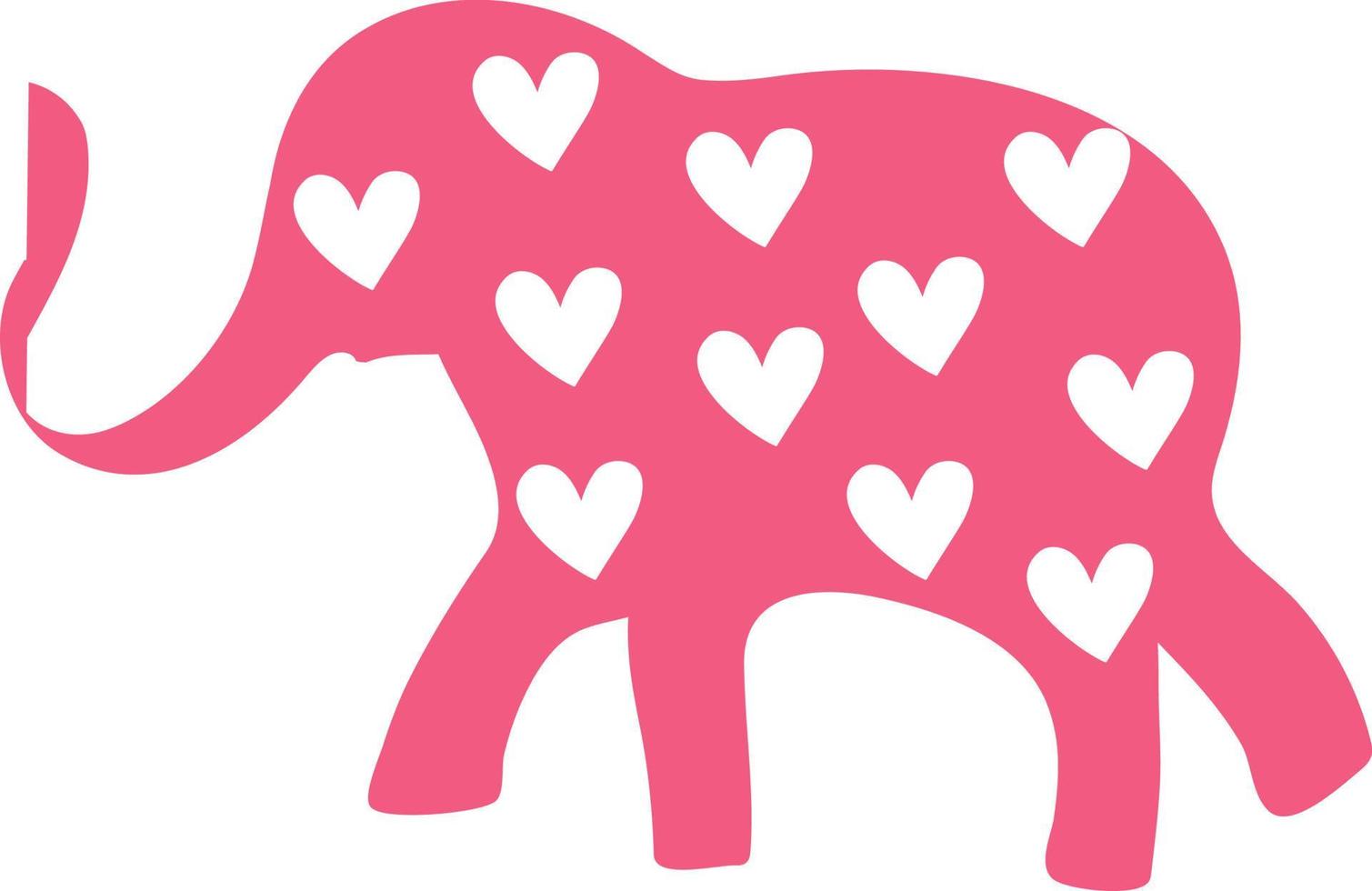 Illustration of the silhouette of an elephant in pink color with pits. vector