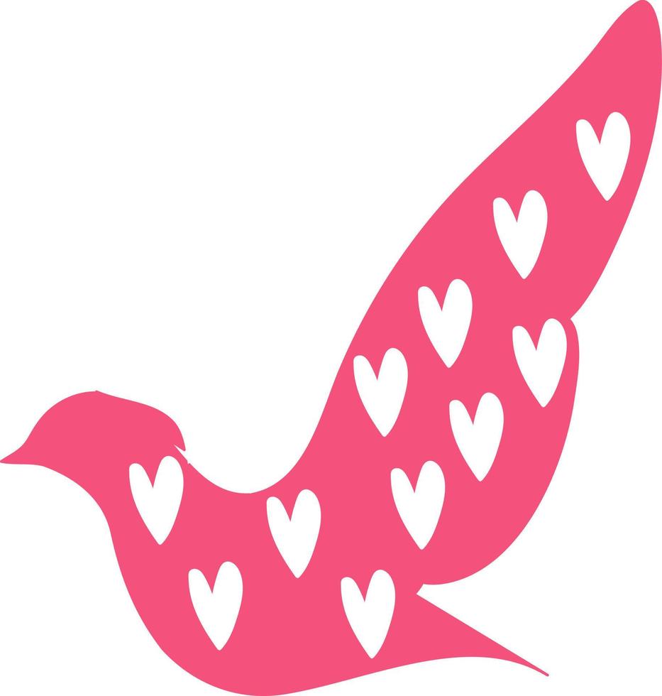 Illustration of the silhouette of a bird in pink color with a bird. vector