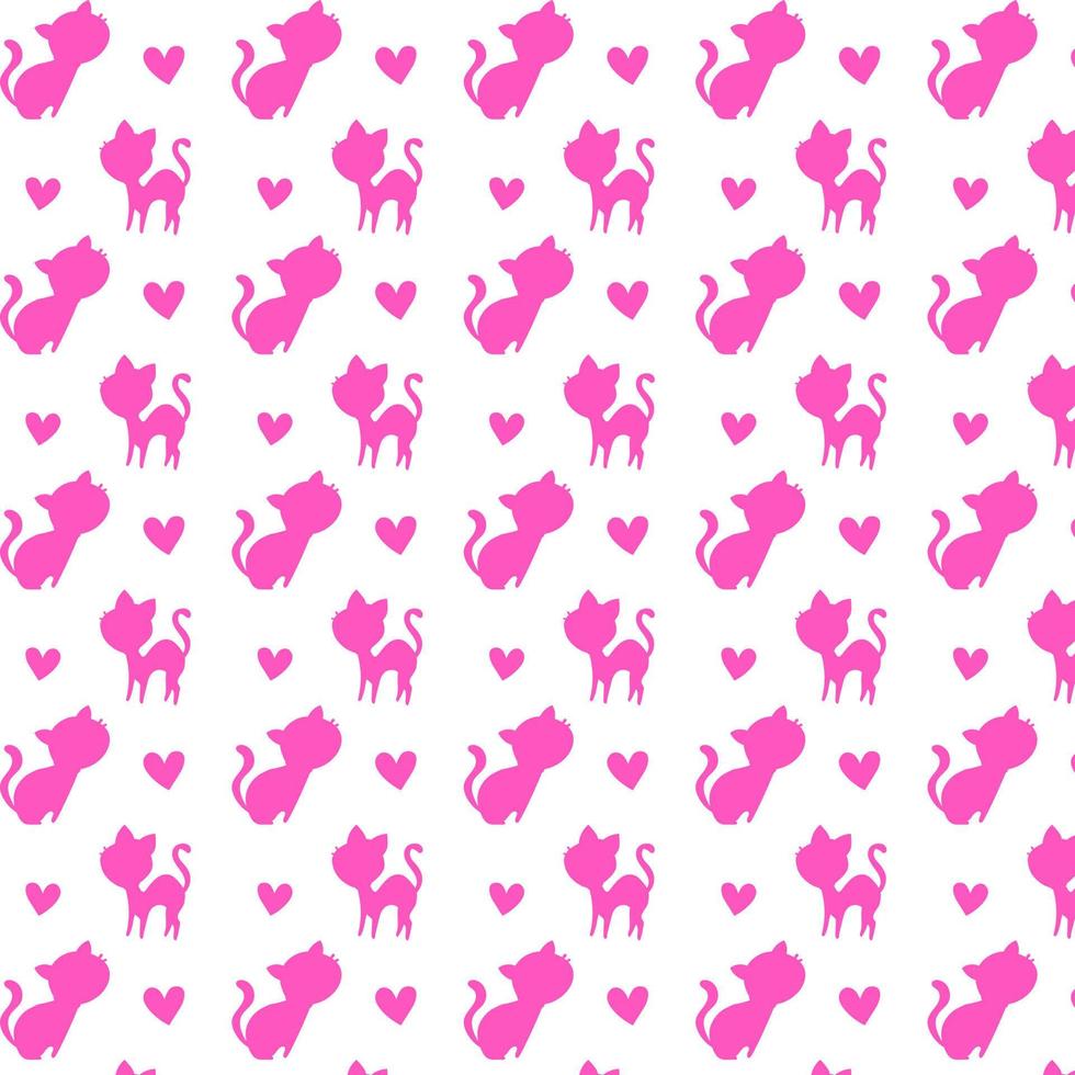 fondo con silueta de gatos en color rosa. vector