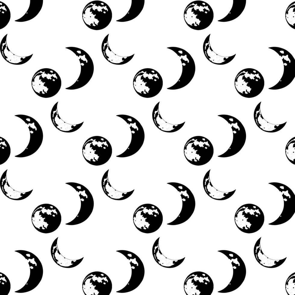 Background with illustrations of different phases of the moon. vector