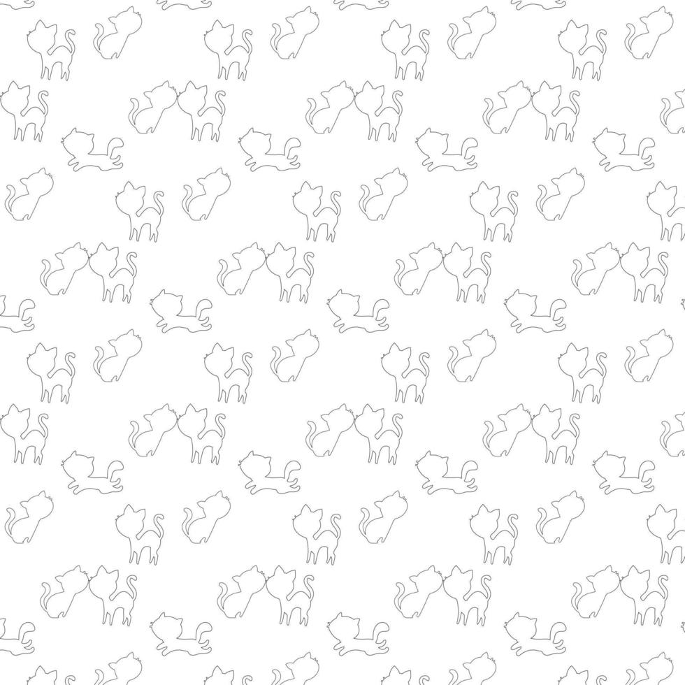 Background with the contour of cats in black. vector