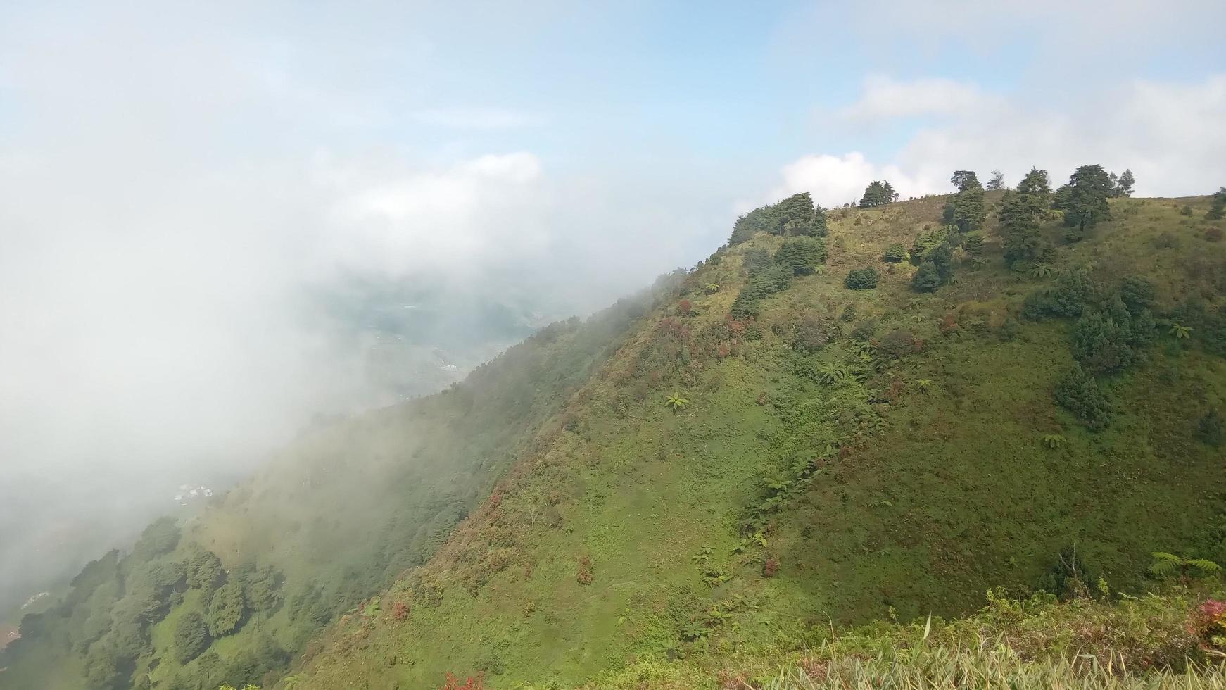 Mountain landscape view, Mount Prau Dieng Indonesia photo