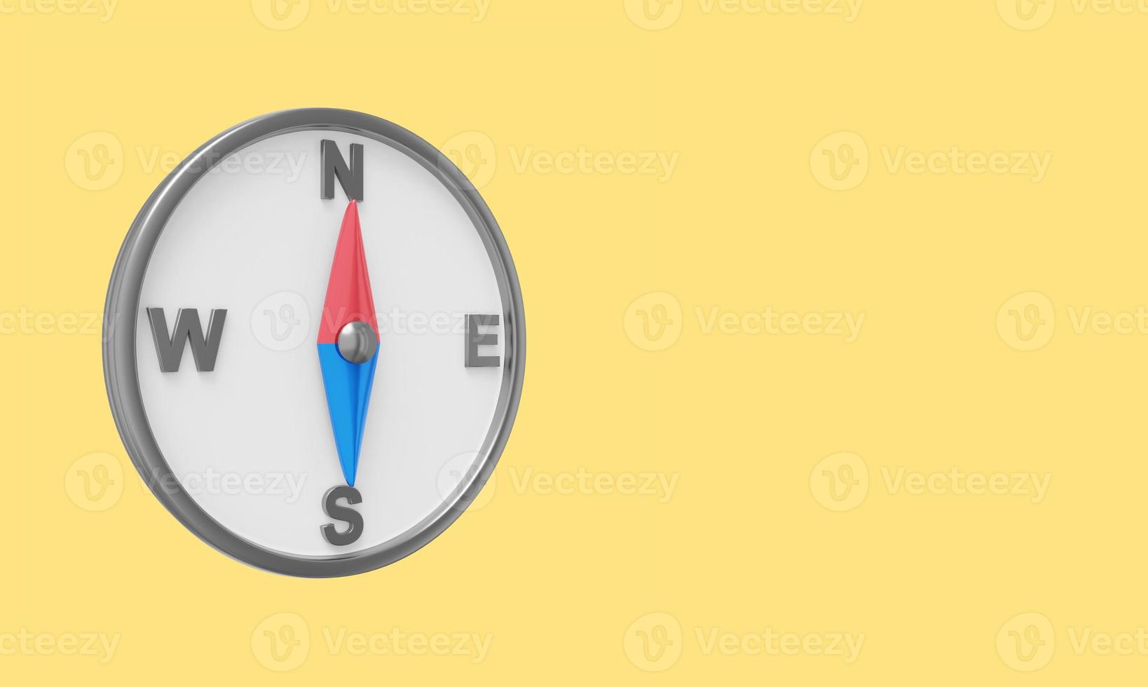 Simple compass, navigation, direction finding. 3D rendering. Icon on yellow background, space for text. photo