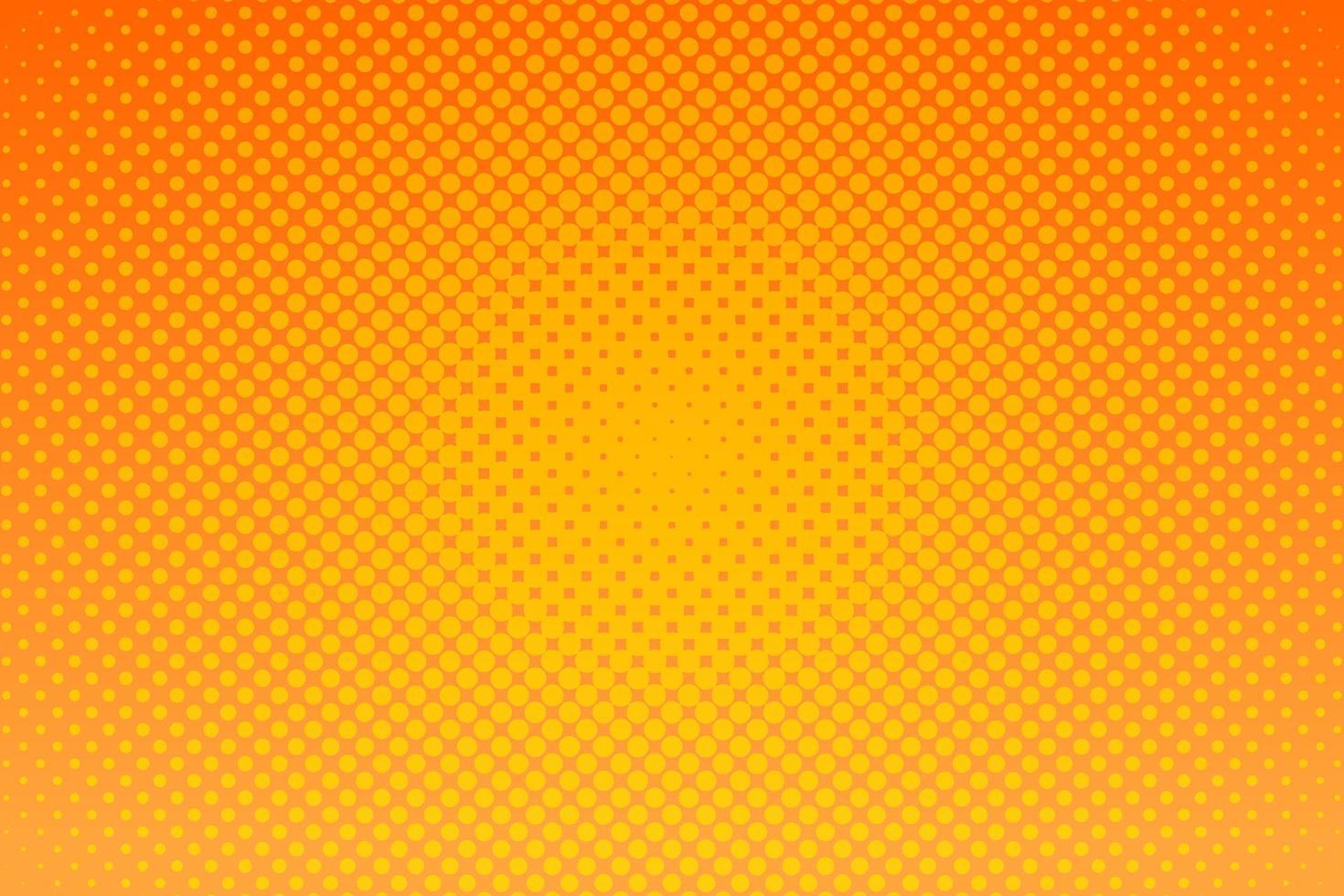 Yellow pop art background with halftone dots in retro comic style. Vector illustration.