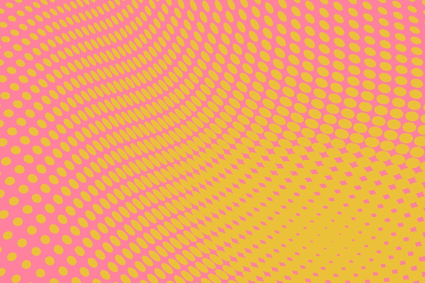 Yellow pink pop art background with halftone dots in retro comic style. Vector illustration.