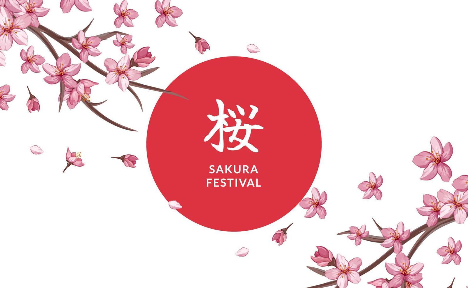 Sakura Flower Cherry blossom natural japan asian tour travel abroad poster banner greeting card vector