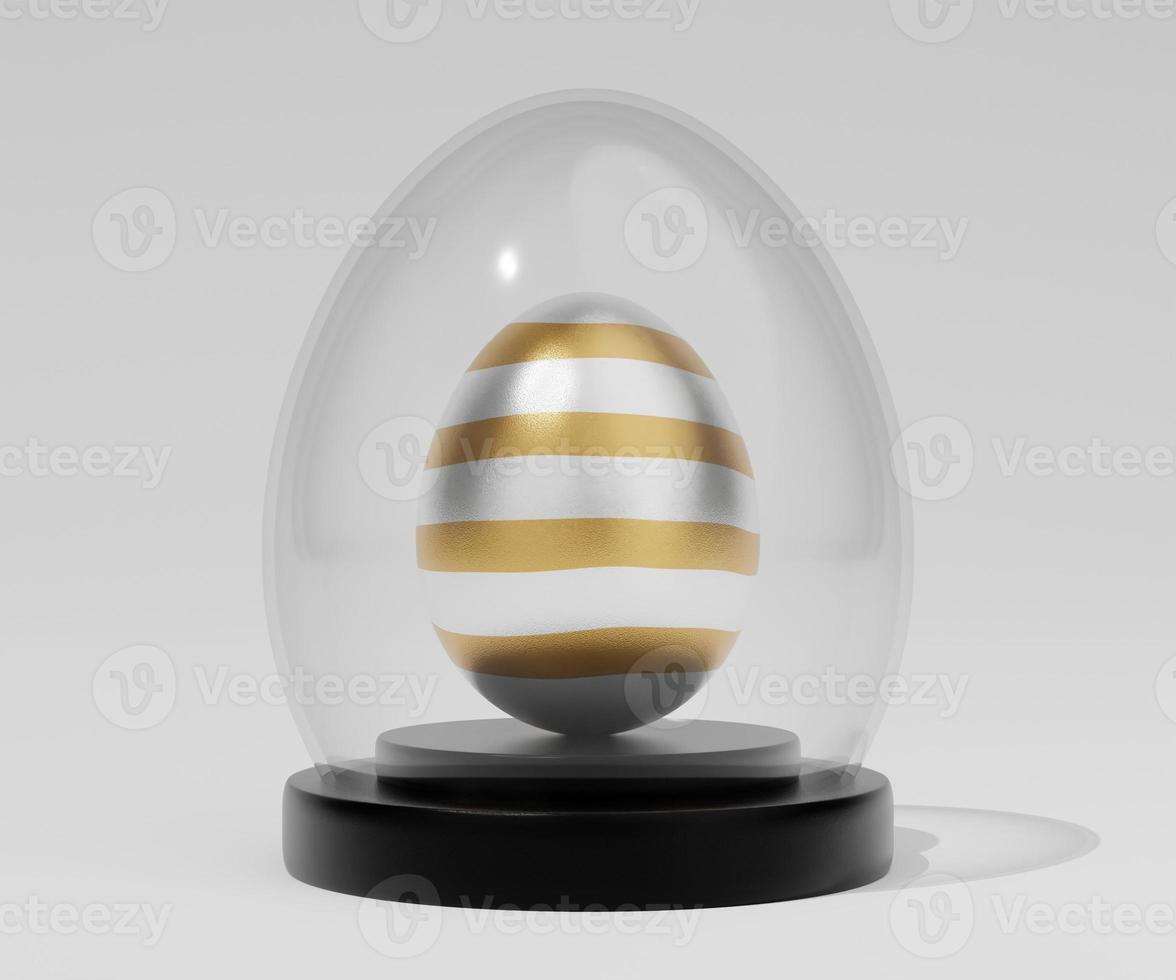 glass easter egg on podium 3d render photo