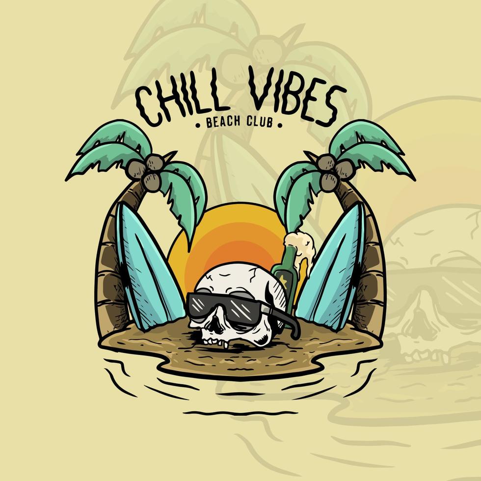 Beach chill skull vector