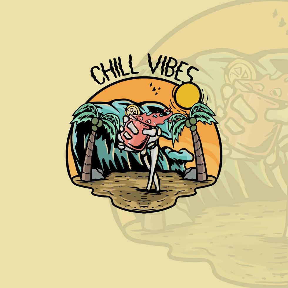 Beach chill skull vector