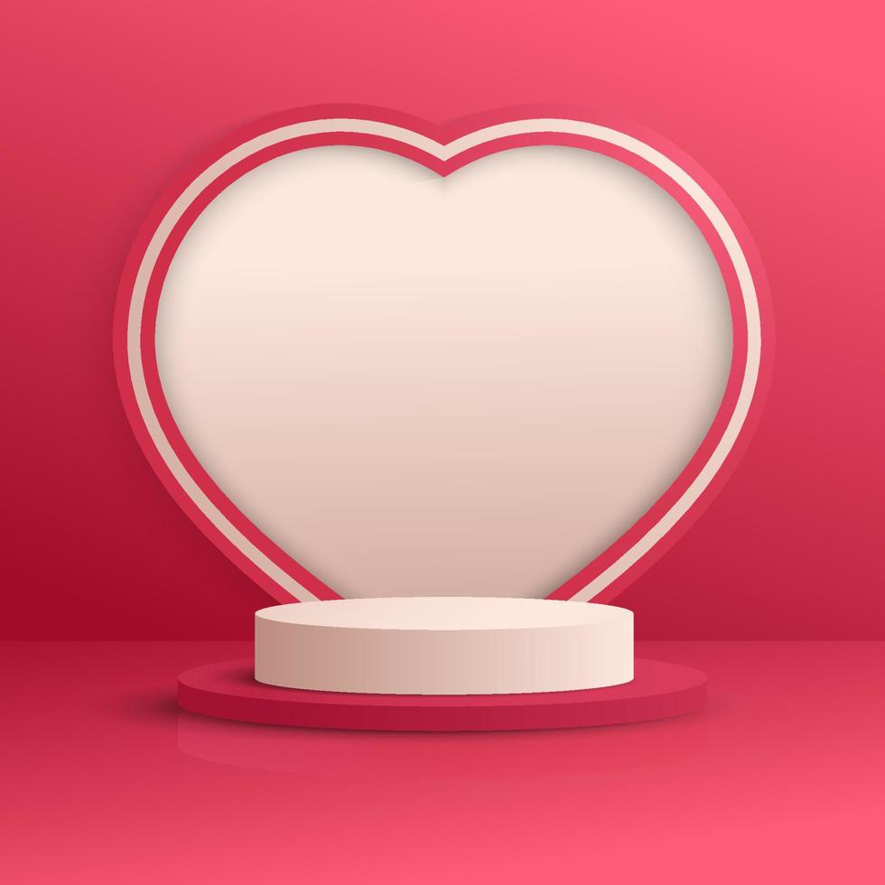 Valentine day podium product  background vector