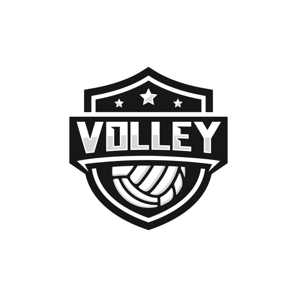 Ilustración de vector de diseño de logotipo de emblema de equipo de voleibol