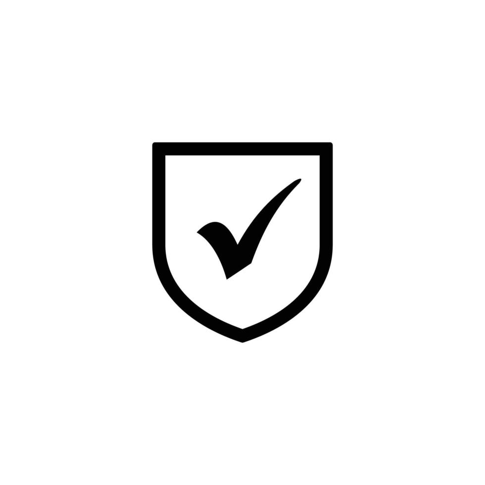 Ilustración de vector de icono plano simple de escudo de marca de verificación. icono de marca de verificación. icono de escudo