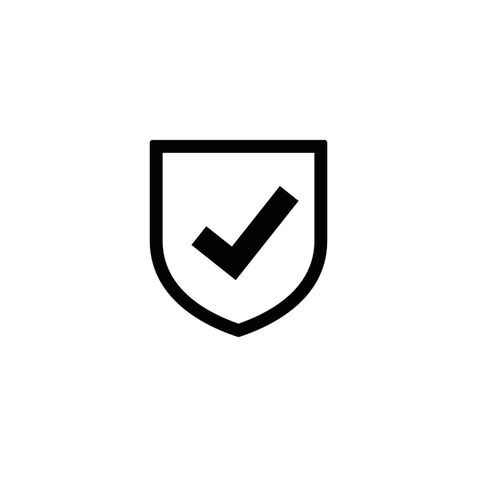 Ilustración de vector de icono plano simple de escudo de marca de verificación. icono de marca de verificación. icono de escudo