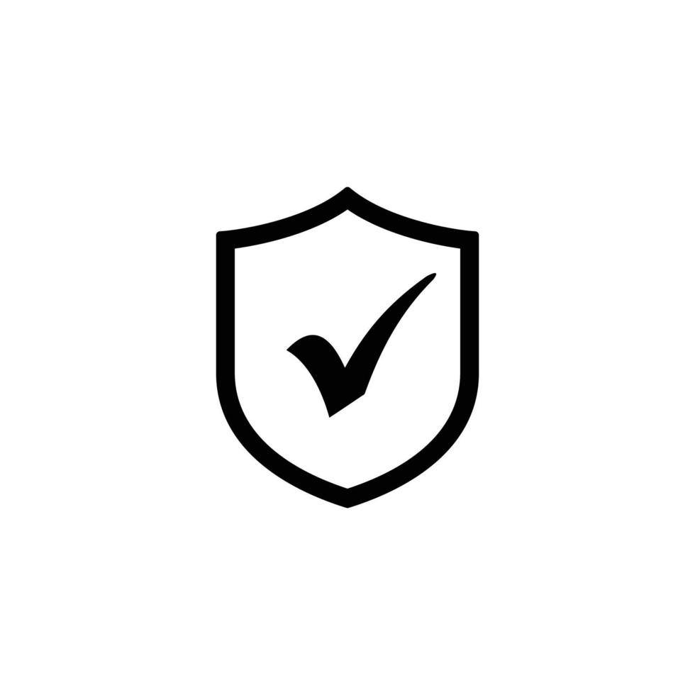 Ilustración de vector de icono plano simple de escudo de marca de verificación. icono de marca de verificación. icono de escudo